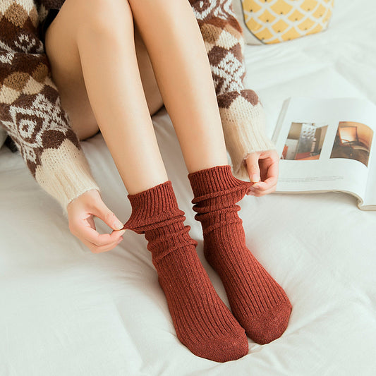 Women's Winter Japanese Solid Color Wool Socks To Keep Warm