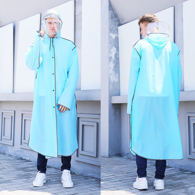 Female Students Single Long Transparent Electric Bicycle Battery Car Adult Hiking Raincoat