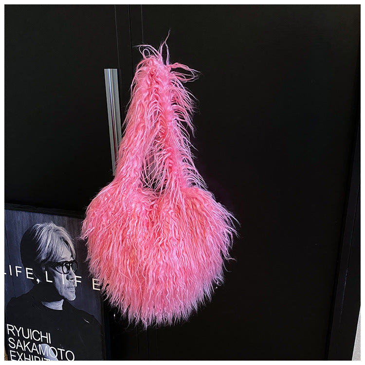 Women's Plush Retro Love Shoulder Bag