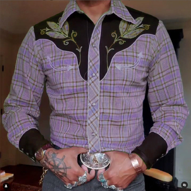 Men's Casual 3D Printing Lapel Long Sleeve Shirt