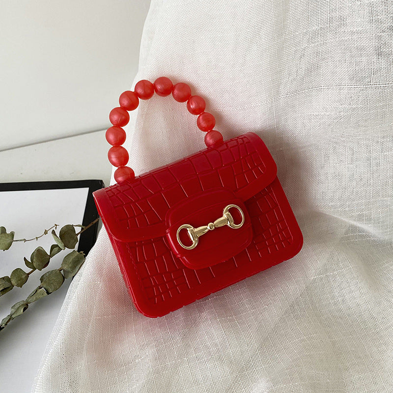PVC Pattern Pearl Chain Lipstick Bag Fashion
