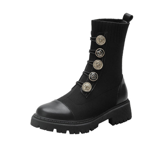 Vintage Metal Buckle Knight Martin Boots