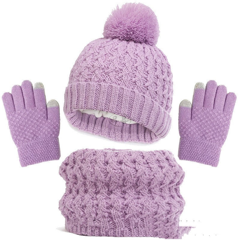 Children's Hat Scarf Gloves Three-piece Set