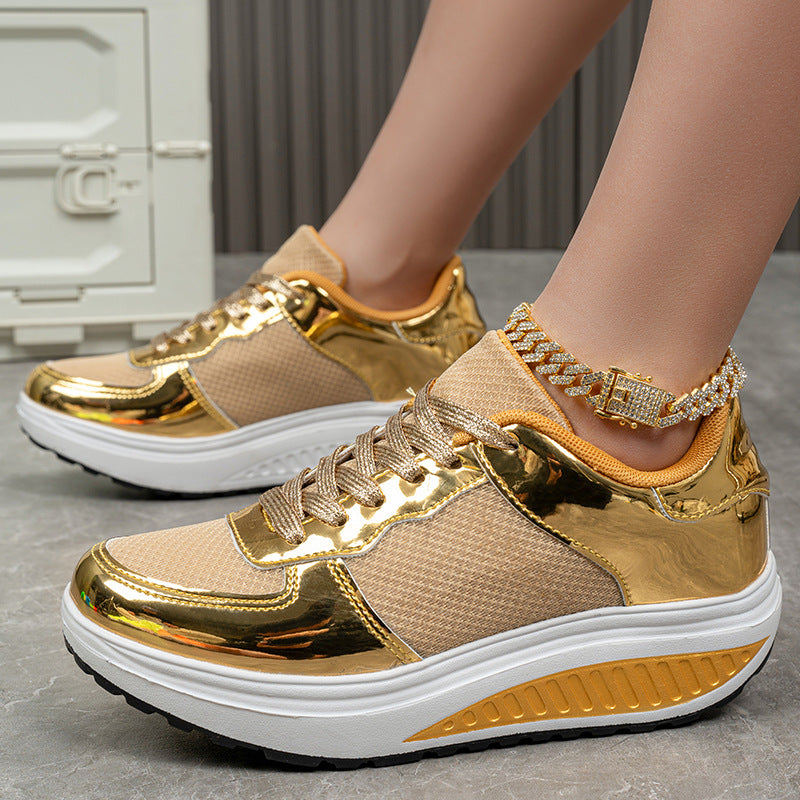 Golden Bright Breathable Sneaker Couple Outdoor