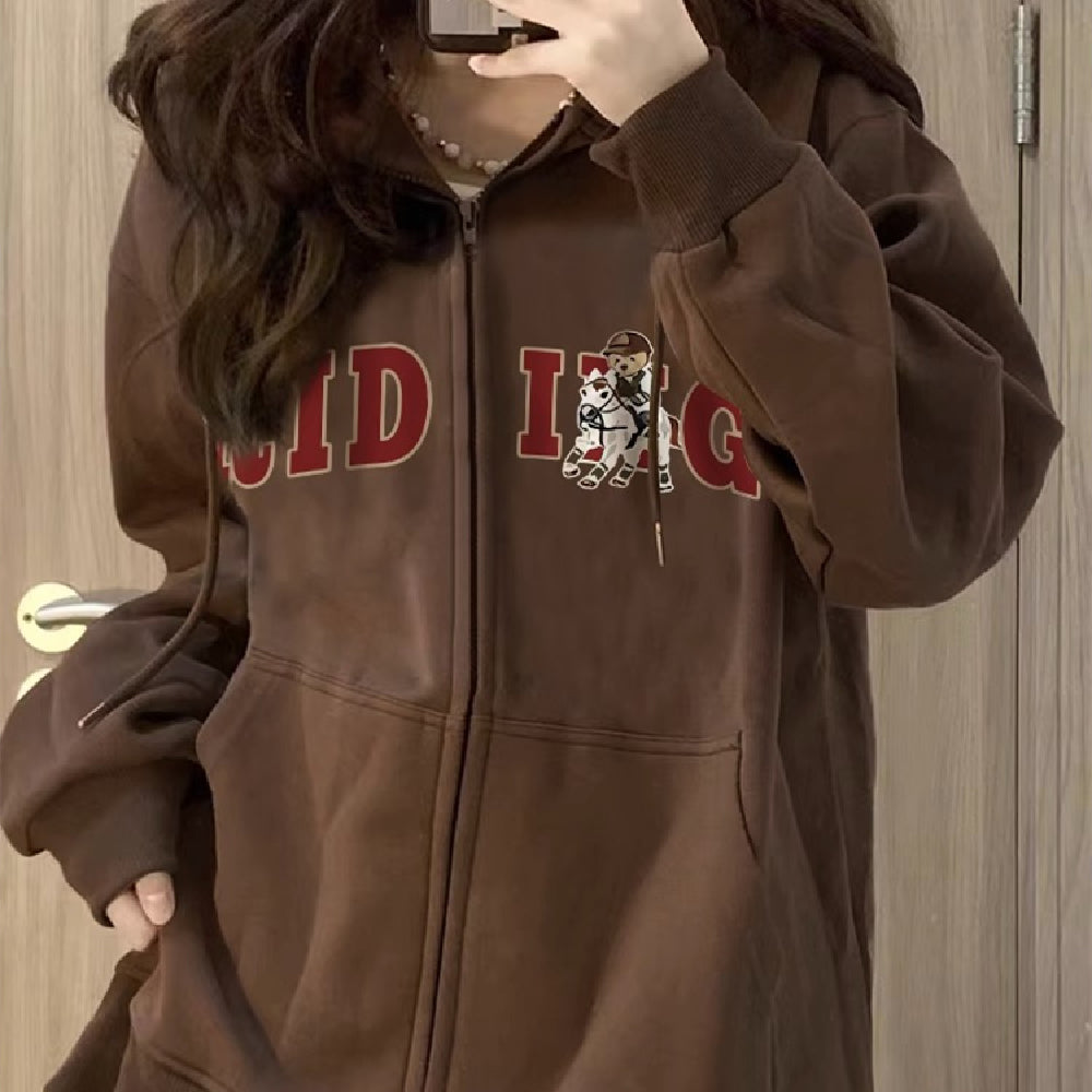 Lazy Cardigan Autumn And Winter Fleece Sweater Solid Color Trendy Loose All-match