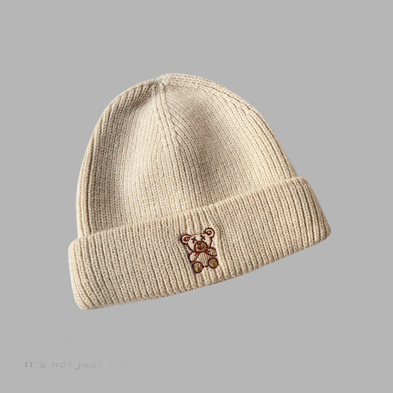 Solid Color Cute Bear Knitted Woolen Hat