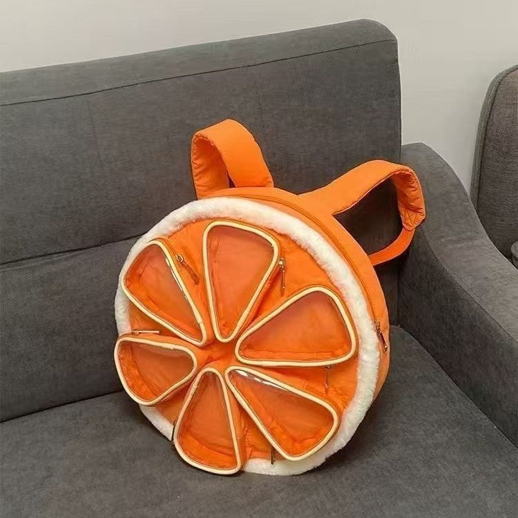 Multi-compartment Orange Cotton Backpack