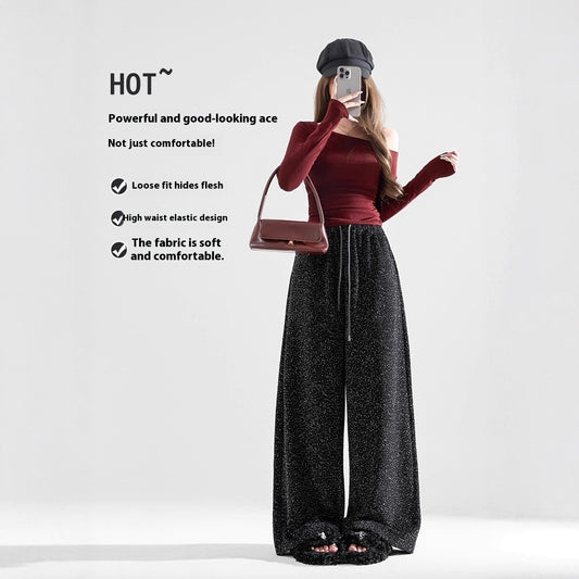 New Fashion Slim High Waist Draping Anti-wrinkle Polka Dot