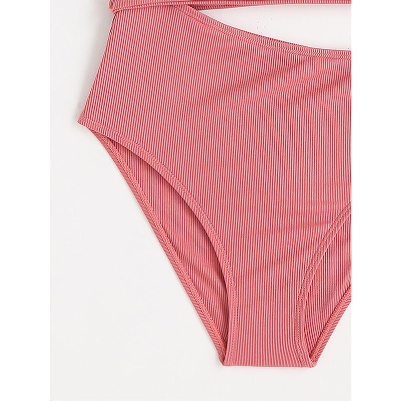 Girls' One-shoulder Vest Slim Fit One-piece Swimsuit