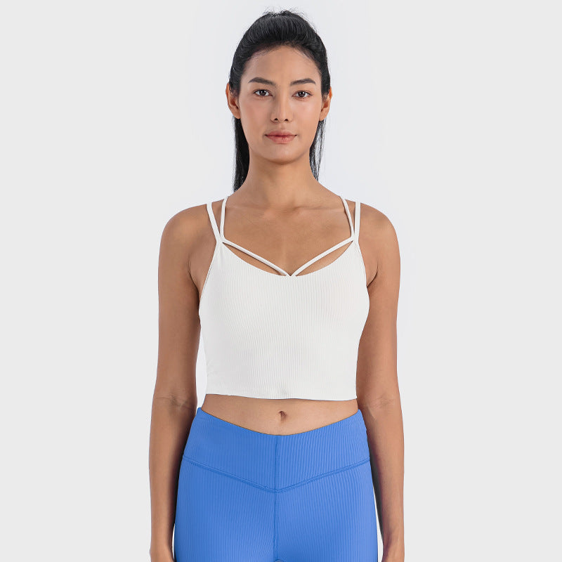 Sexy V-neck Sports Vest Women's Workout Yoga Vest Top