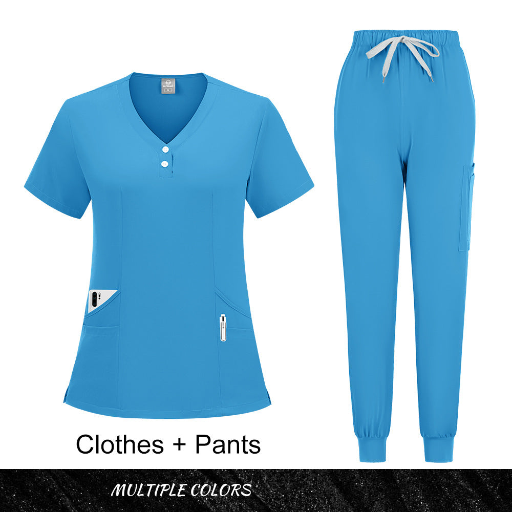 Stylish Casual Scrub Set For Women Long- Or Short-sleeve Doctor And Nurse Uniform