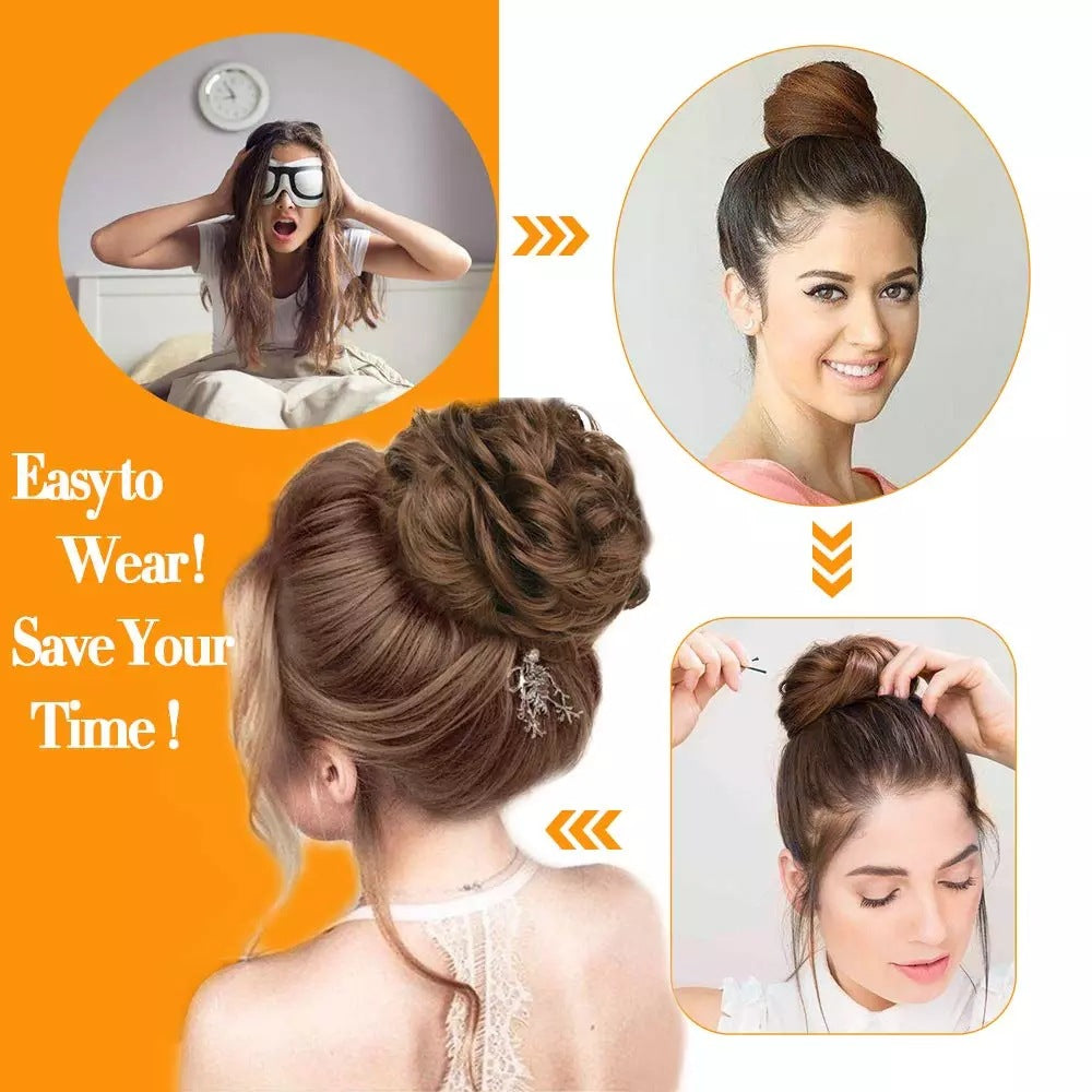 Fluffy Natural Hair Bag Long Beard Bun Artificial Hair Bun