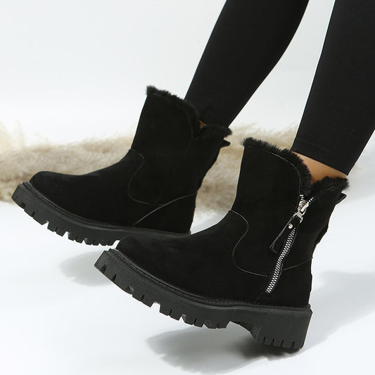 Snow Boots Women's Trendy Winter New Short Suede Fur Integrated