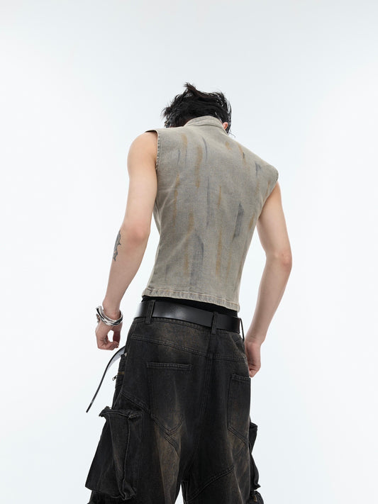 Retro Do The Old Cowboy Vest Slim Fit Sleeveless Top