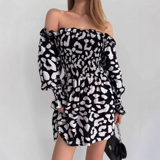 Spring Autumn Casual Lantern Sleeve Dress For Women