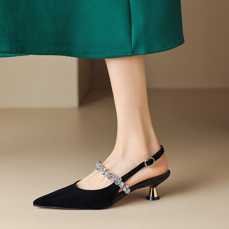 Summer Pointed Toe Strap Mid Heel Toe Box Sandals