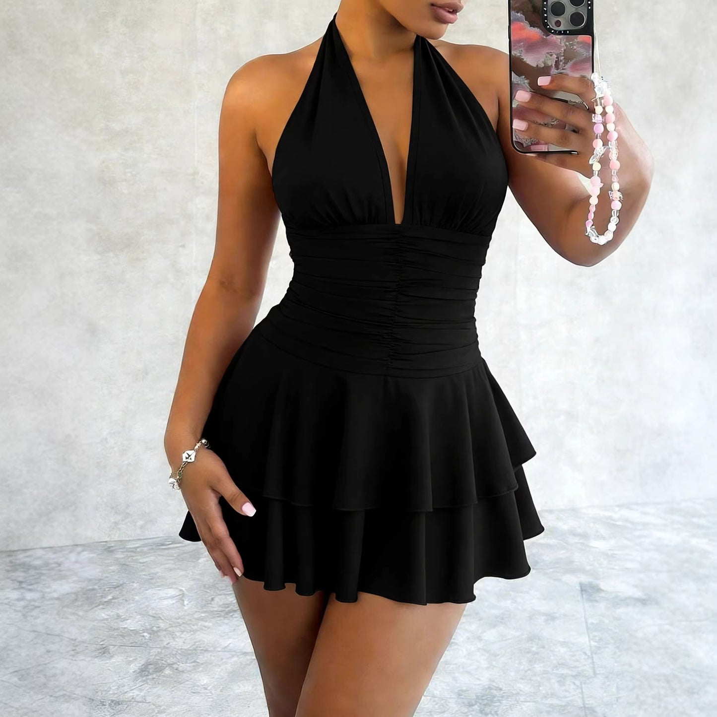 Womens Sexy Pleated Slip Dress