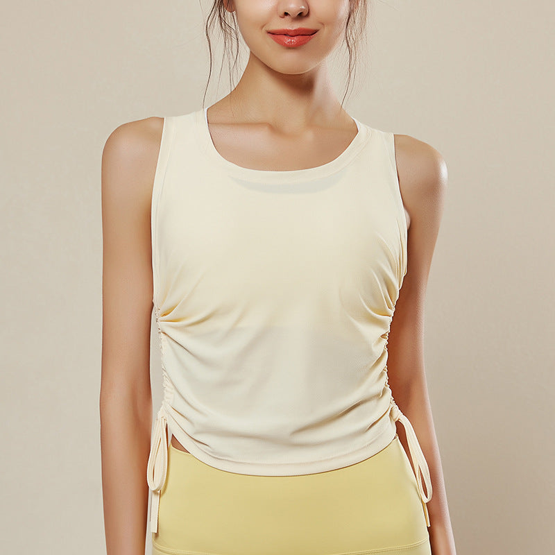 Women's Sleeveless Sports Top Drawstring Yoga Clothes
