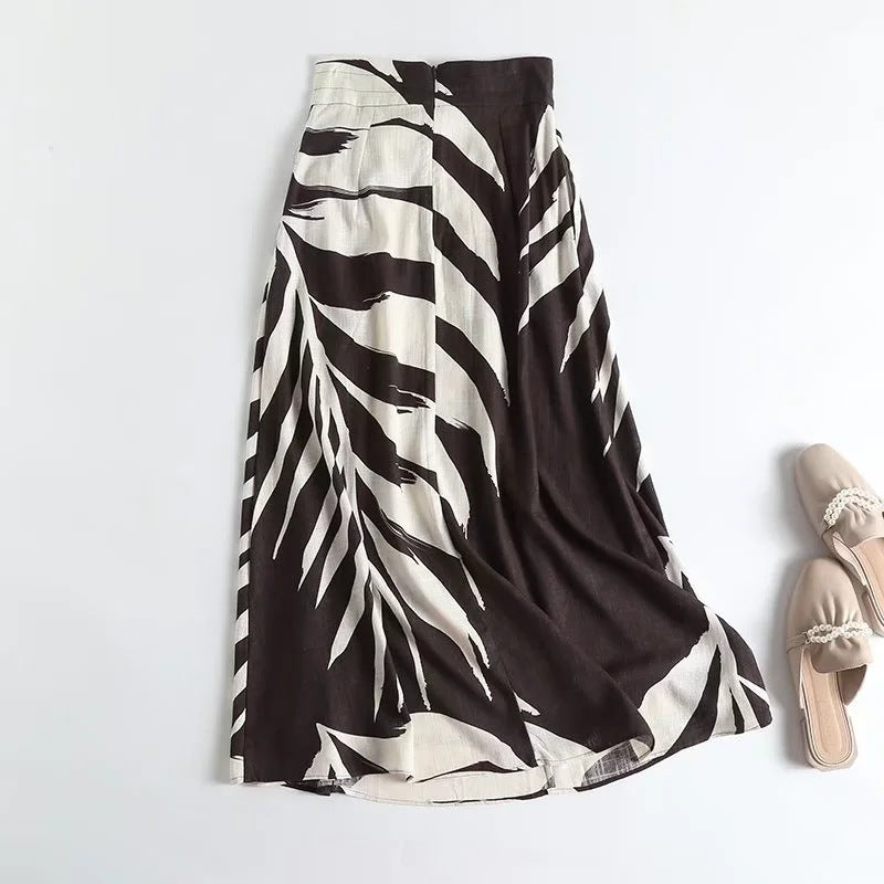Casual Style Printed Temperament Long Skirt