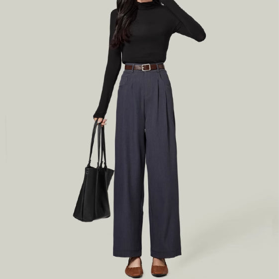 Small Women's Autumn Slim Drape Wide-leg Pants