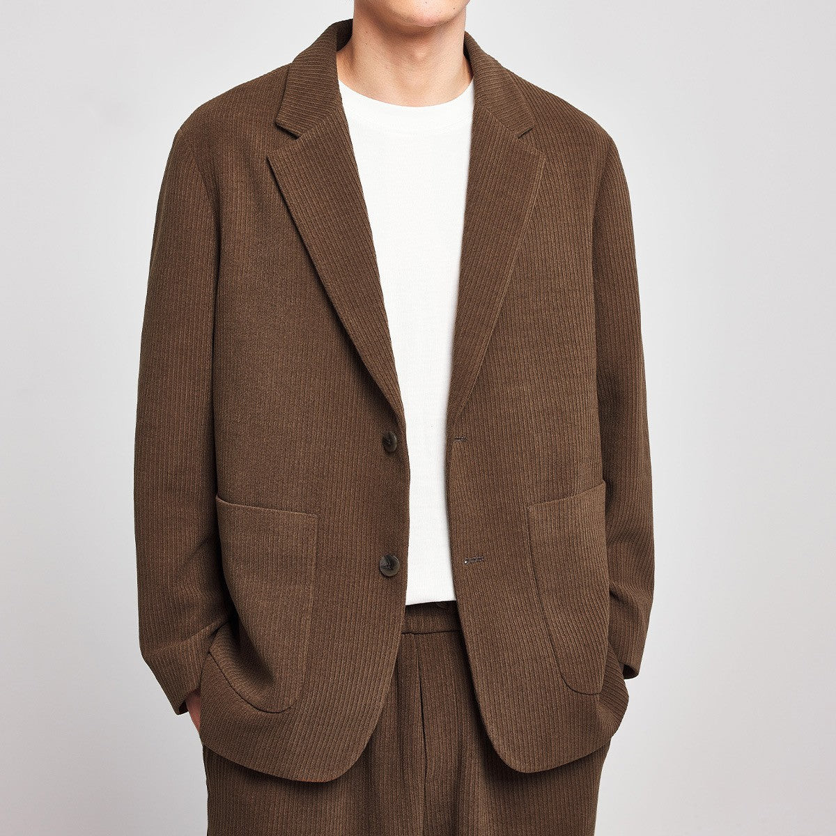 Men's Striped Texture Suit Coat Loose And Simple Jacket