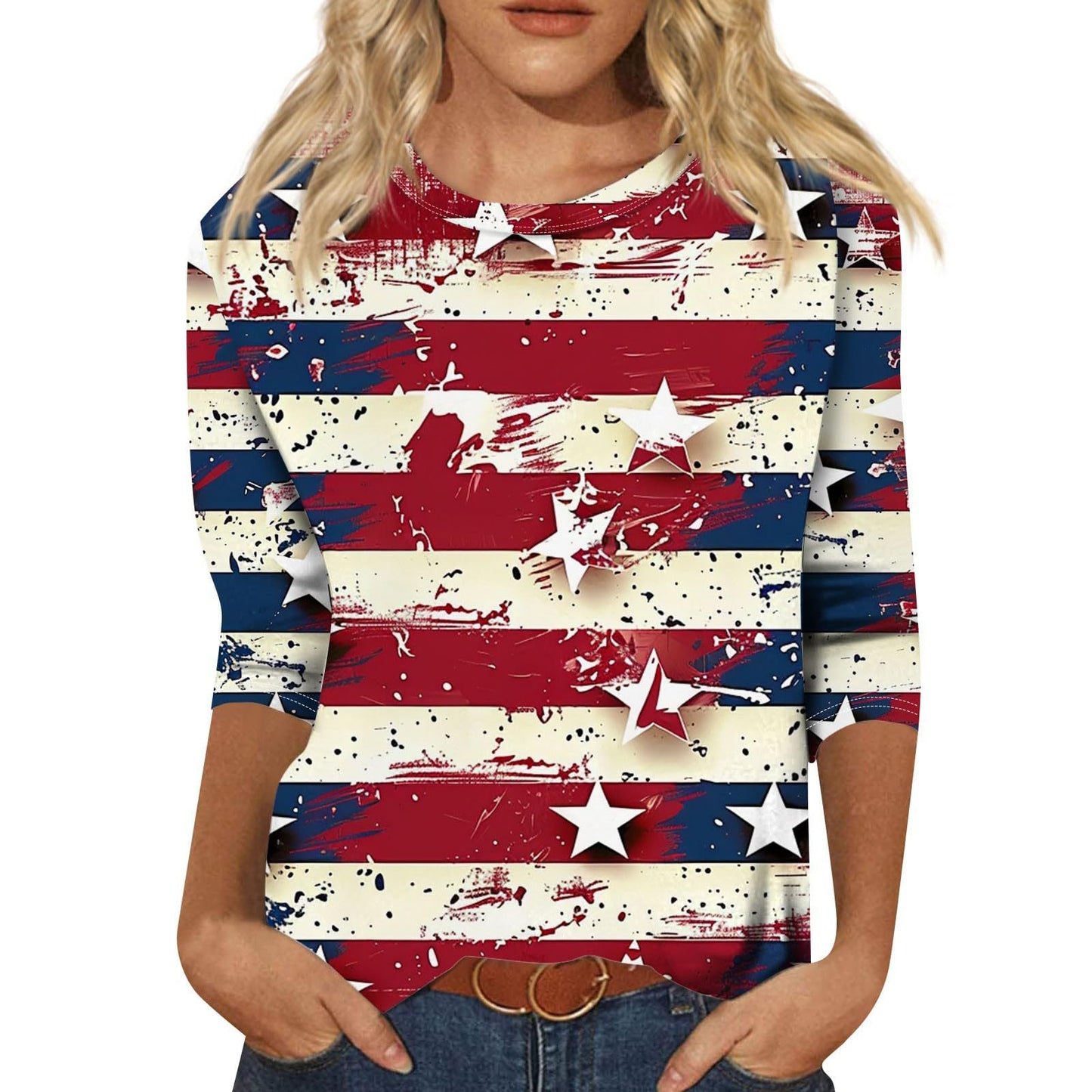 Long Sleeve Round Neck Slim Summer Tie-dyed Printed Clothing