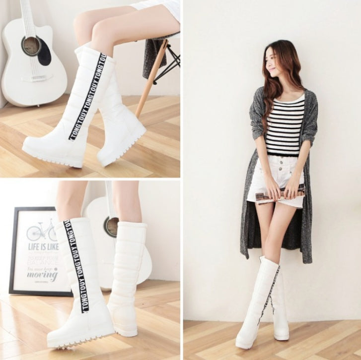 Women's High-top Thick-soled Flat Warm Cotton Boots