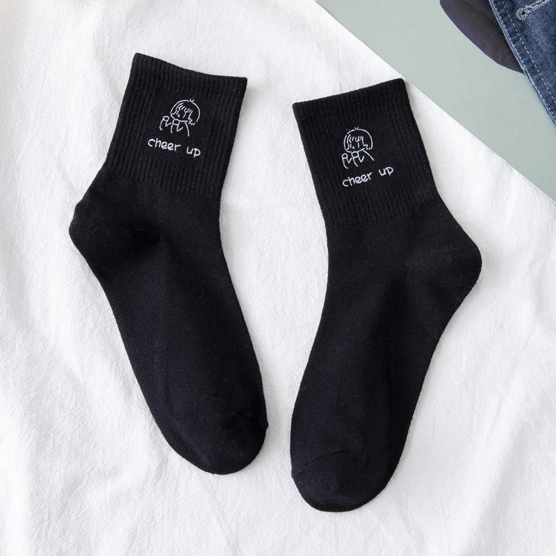 Women's Cute Medium Tube Thin Hot Stamping Socks