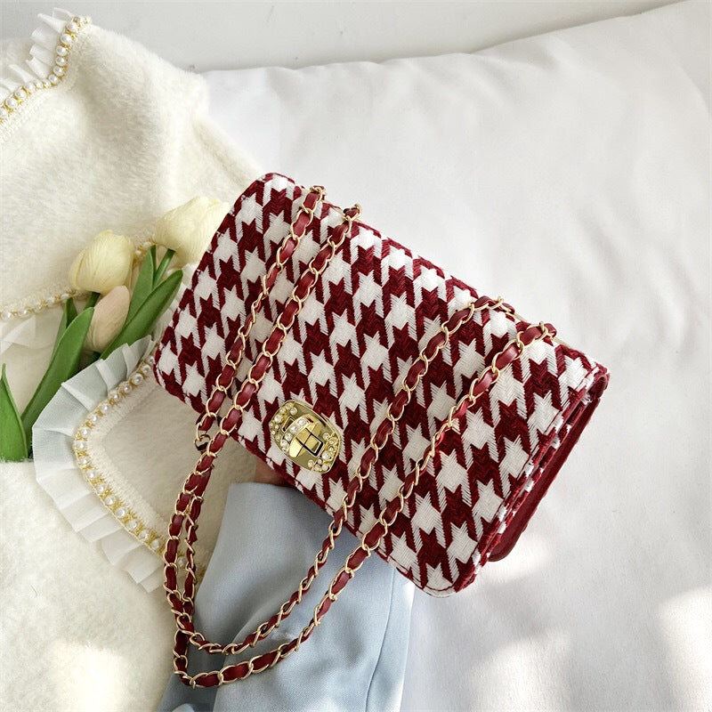 Western Style Simple Street Print Plaid One-shoulder Messenger Bag
