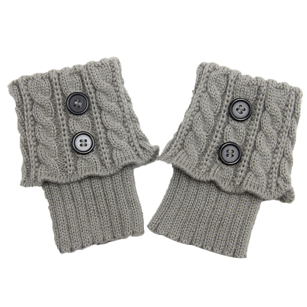 Women's Knitted Wool Short Twist Flap Button Ankle Cover
