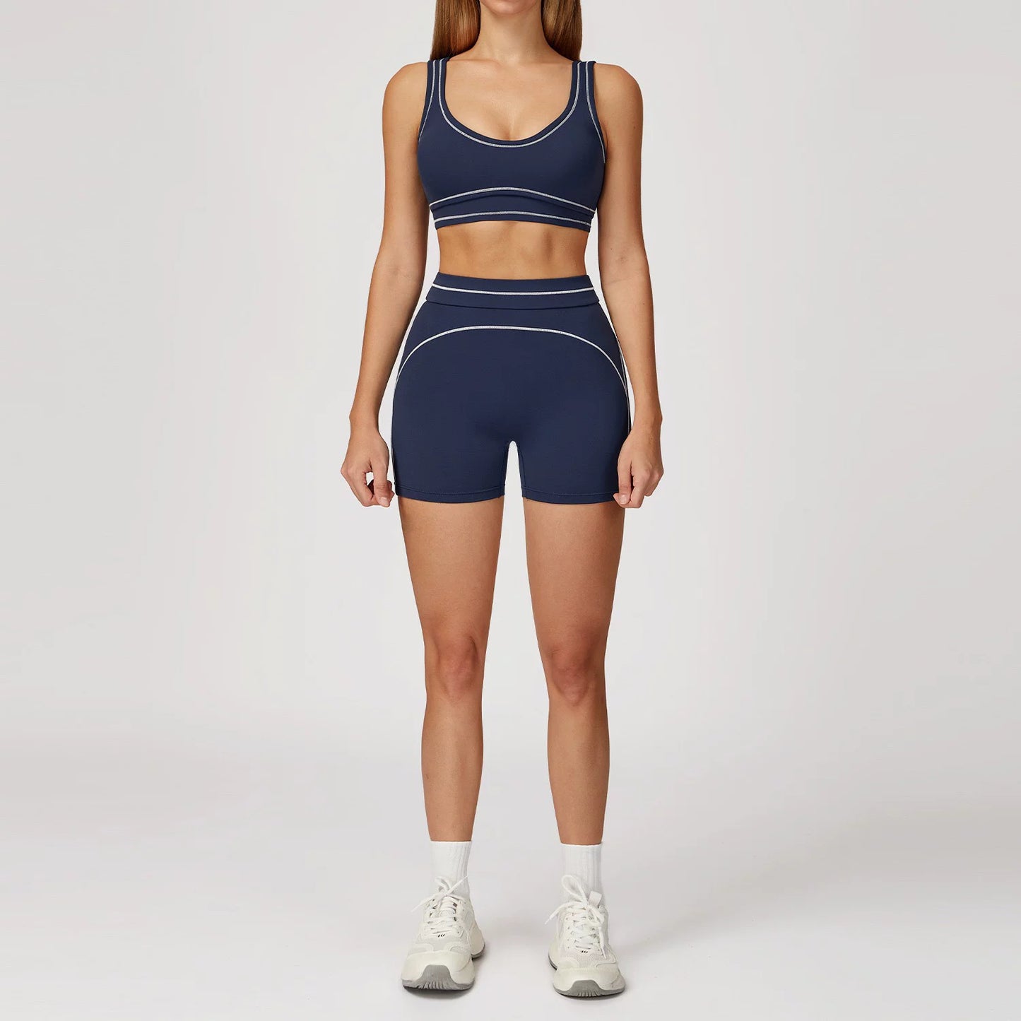 High-Intensity Shake-Resistant Color-Block Fleece Yoga Set For Athletic Use