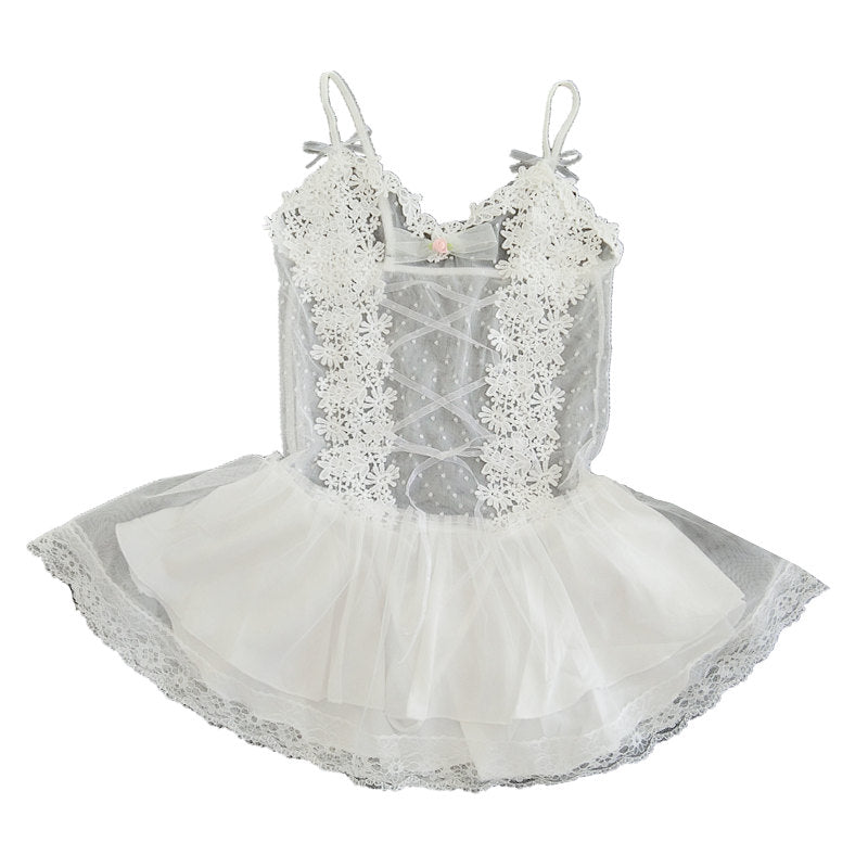 Pure Desire Lace Mesh Small Sling White Night Coat