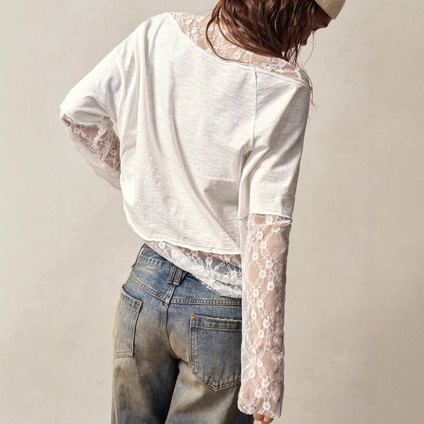 Versatile Casual Fashionable And Elegant Long-sleeve Top With A Slash Neckline
