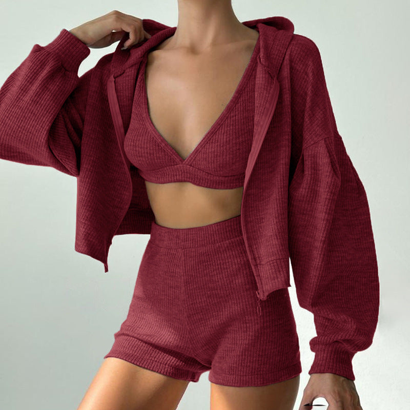 Women's Sporty Casual Zip-Up Hoodie Set