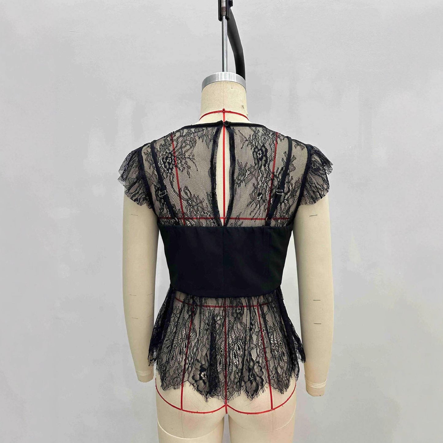 Chic Patchwork Lace-trimmed Sleeveless Top