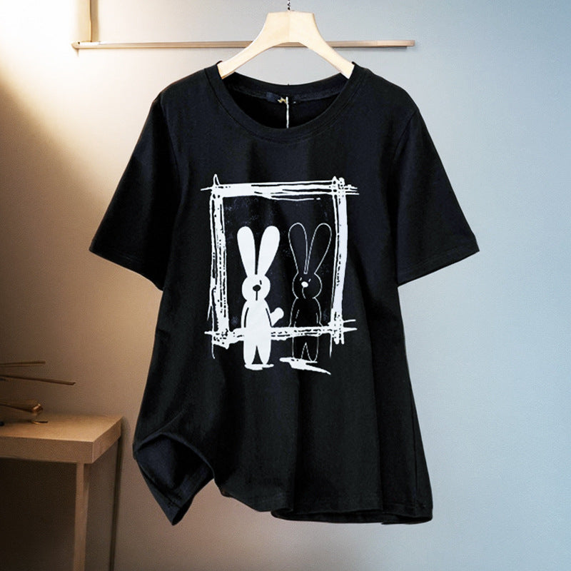Summer New Style Fat Sister Rabbit Vintage Print Cotton