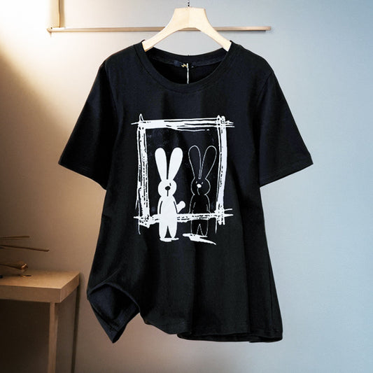 Summer New Style Fat Sister Rabbit Vintage Print Cotton