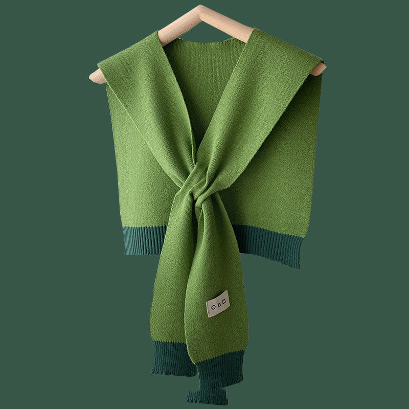 Shirt With Small Shawl Shirt Green Scarf Woolen Shoulder