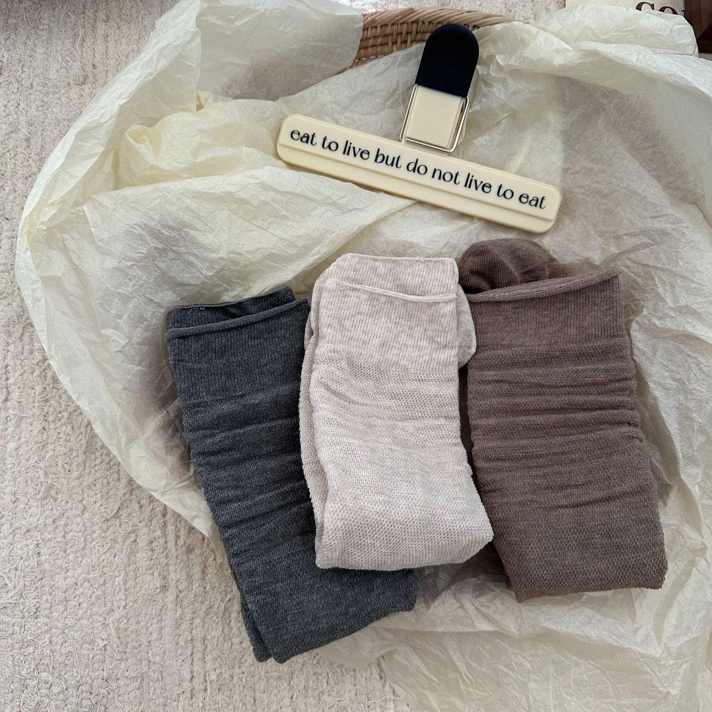 Solid Color Mesh Colorful String Mesh Hollow Out Mid-calf Length Loose Socks