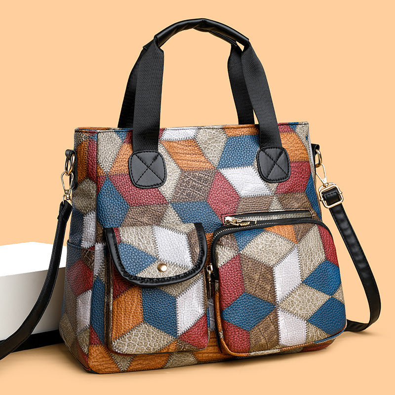 Retro Washed Leather Biker Bag Soft Leather Double Pocket ShoulderCrossbody