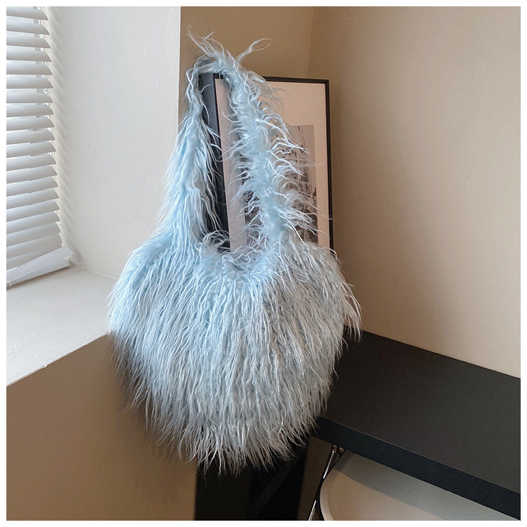 Women's Plush Retro Love Shoulder Bag