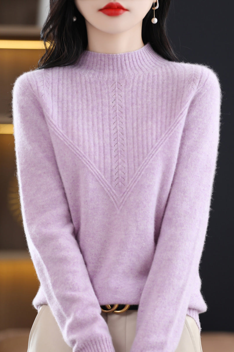 Front Line Færdiglavet Tøj Uld Halv Turtleneck Udhulet Sweater Underdel Top