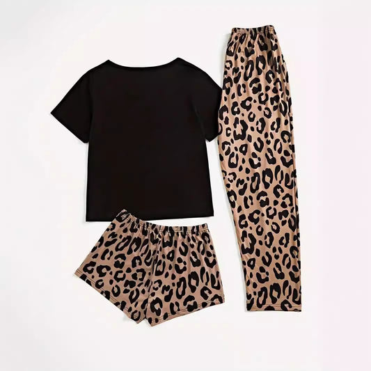 Home Wear Panda Three-piece Short Sleeve Shorts Trousers Suit