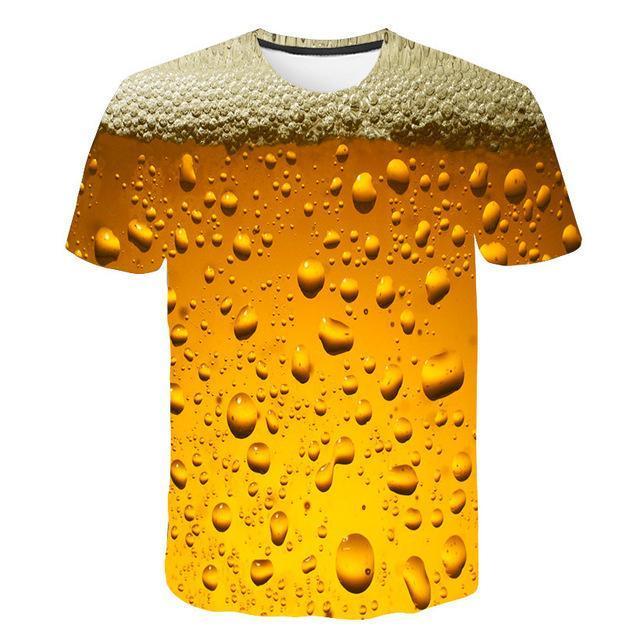 Trendy Beer 3D Digital Printing Men's Round Neck Short Sleeve T-Shirt