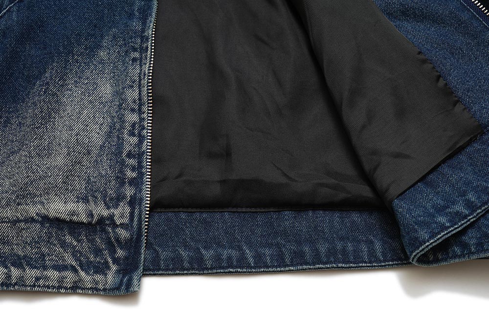 Hooded Denim Men's Spring And Autumn High Street Fashion Design Pleated Sleeve Tooling Zipper Jacket