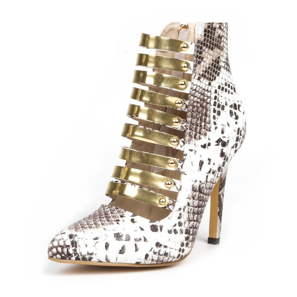 Hollow Fashion Pointed High-heeled Nightclub Leopard Print Stage Stiletto Fashion Shoes