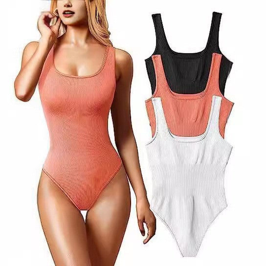 Women's U-neck Sleeveless Vest Tight Jumpsuit