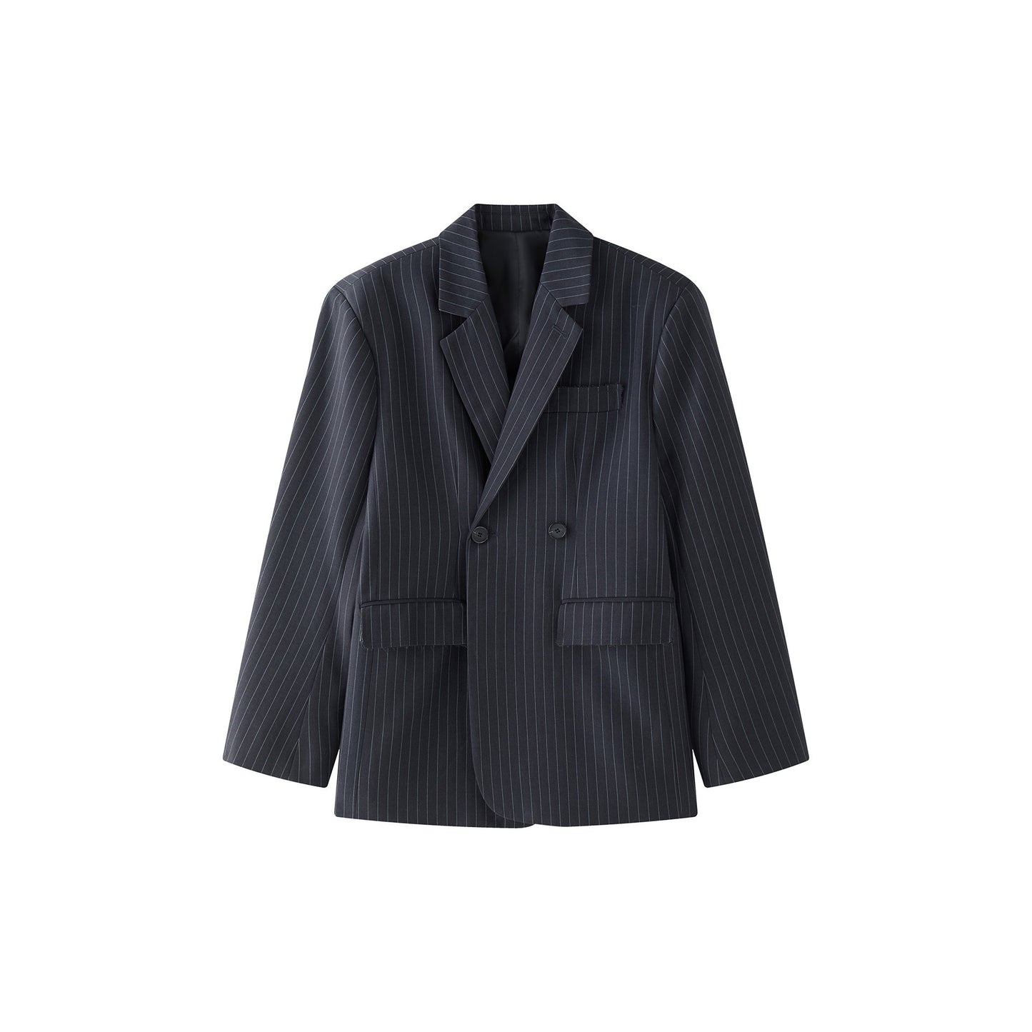 Design Lapel Wide Shoulder Striped Suit Casual Temperament Slimming Coat