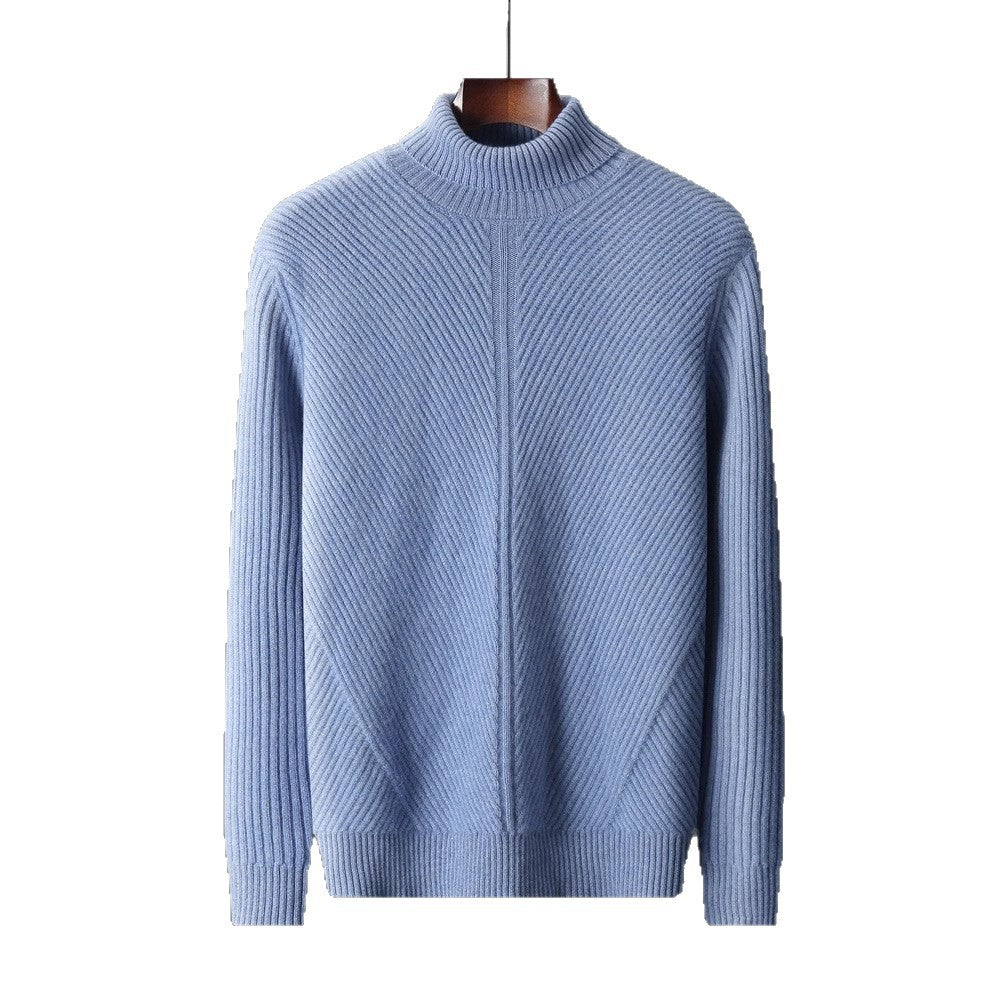Thickened Turn-Down Collar Thermal Crewneck Cashmere Base Layer Sweater Plus-Size Knitted Pullover