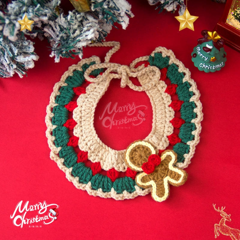 Adjustable Christmas Knit Pet Collar, Crochet Elk Pattern For Cats, Dogs & Pets, Comfortable,Stylish,